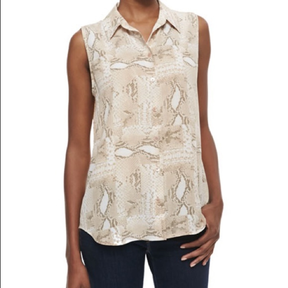 Equipment snake print sleeveless blouse